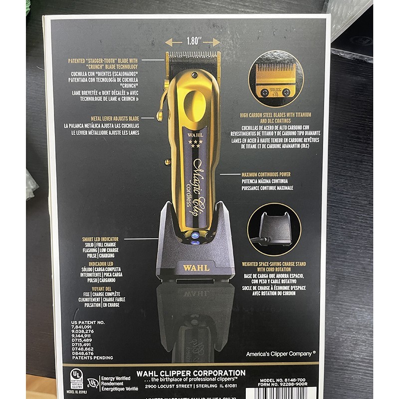 Wahl Professional 5 Star Cordless GOLD MAGIC CLIP Clipper w/ Stand 8148-700