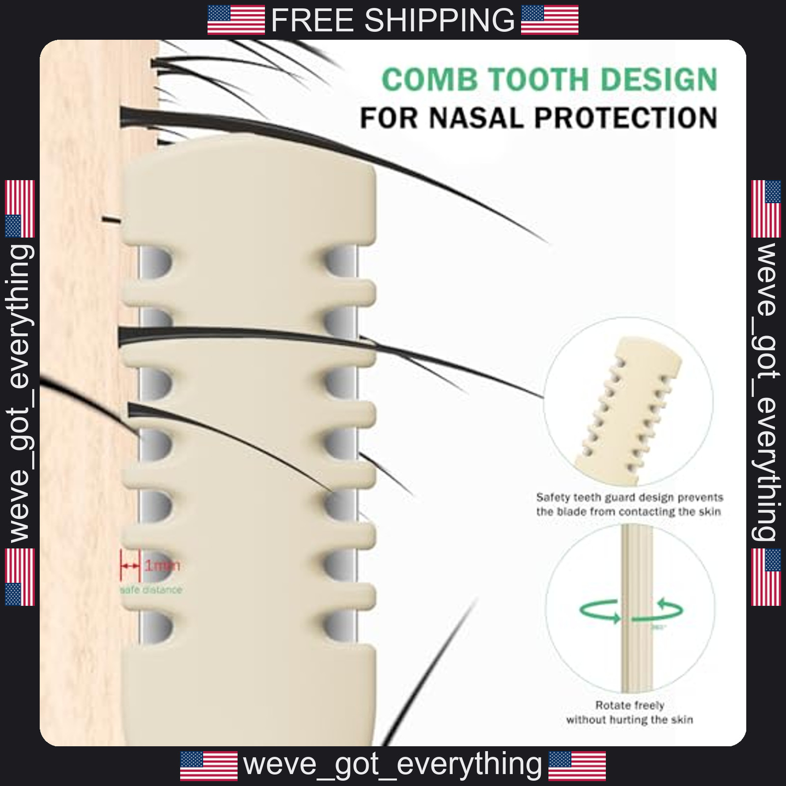 3 Pack Manual Nose Hair Trimmers Portable Stainless Steel Grooming Tools
