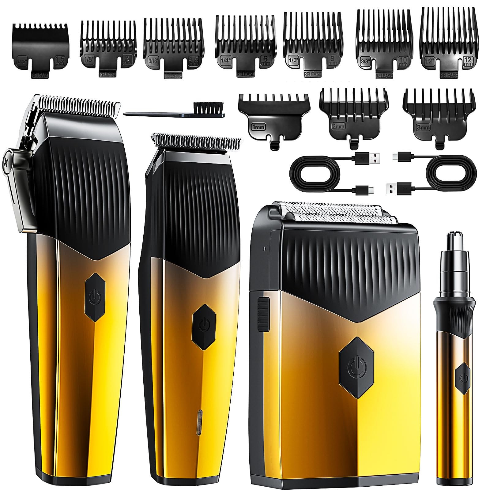 4-in-1 Professional Hair Clippers Set for Men | Beard Trimmer, Rechargeable Shav