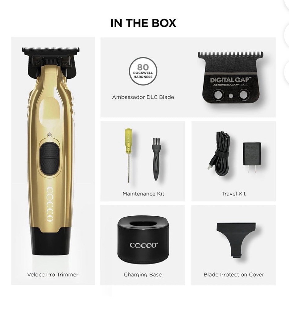 Cocco Veloce Pro Cordless Trimmer Digital Gap Ambassador DLC Blade Edger (gold)