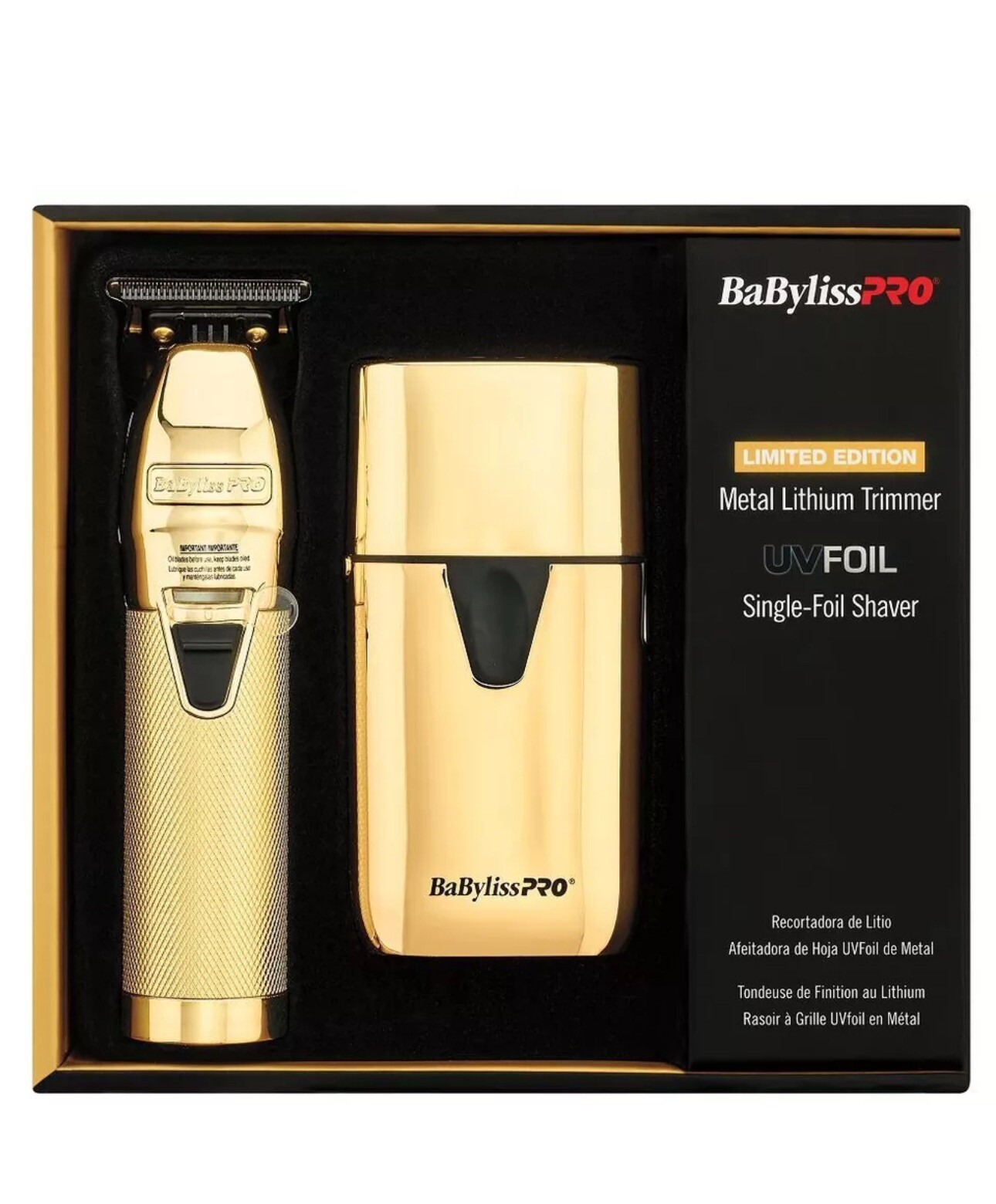 Babyliss PRO Gold Metal Trimmer & UV Single Foil Shaver FXLFHOLPKG – BRAND NEW