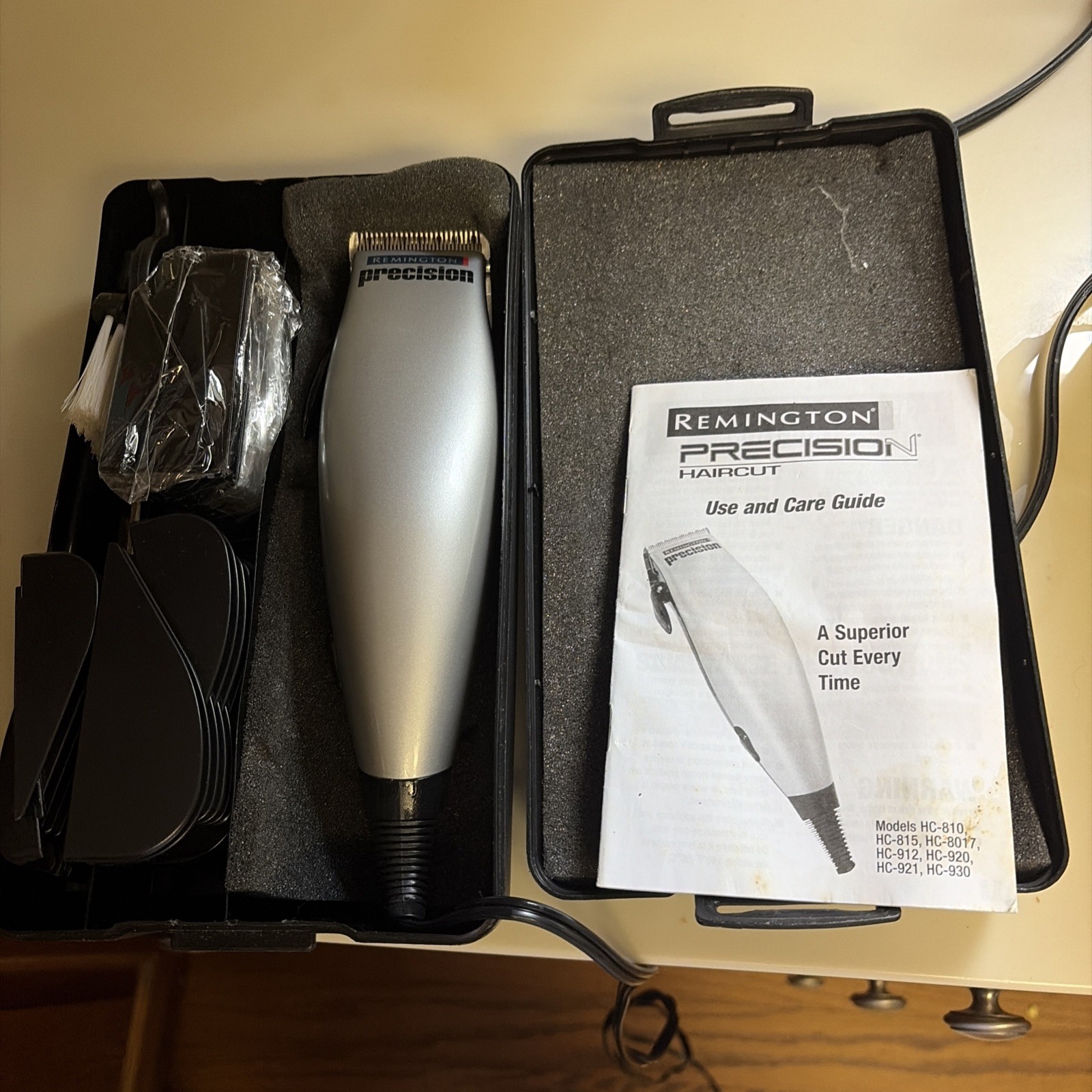 Remington HC-8017 Corded Hair Clipper, 120V Household Electric Trimmer Black