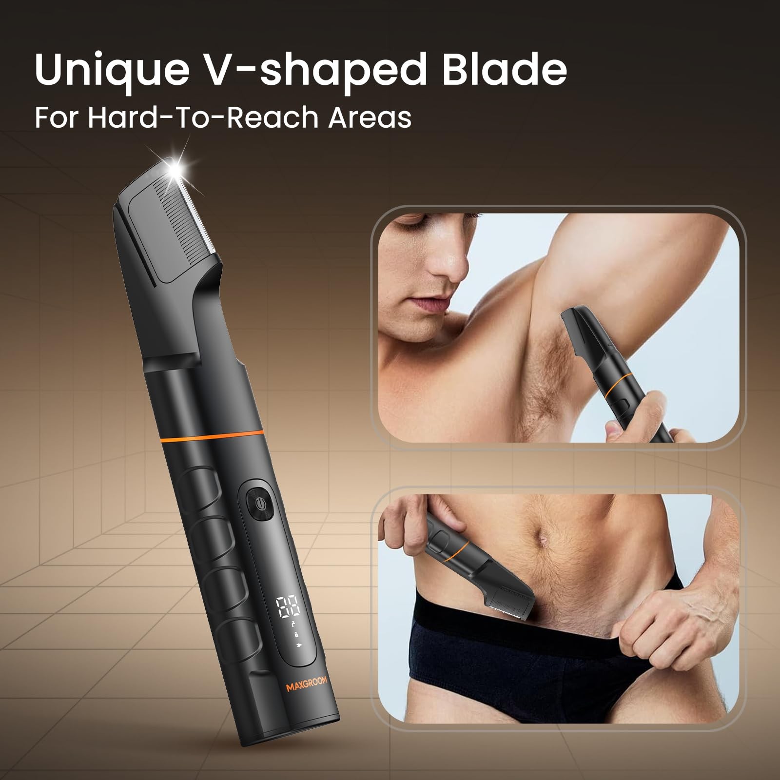 MAXGROOM Manscape All-in-One Body & Pubic Hair Trimmer for Men, No-Nick Groin…