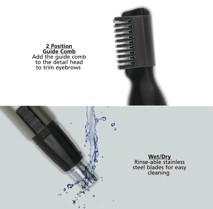 WAHL 2-In-1 Nose Ear Hair BATTERY Wet/Dry Compact Precision Detailer Trimmer NIB