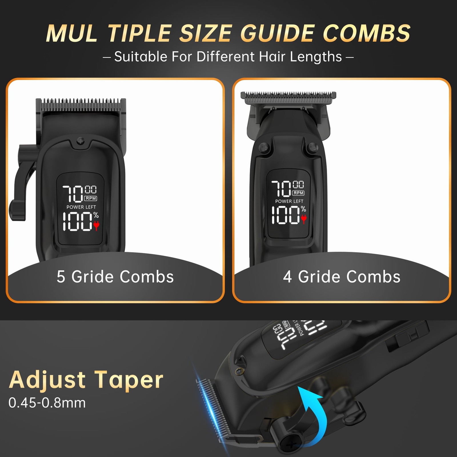 Cshidworld PCTE002BL Professional Hair Clipper Set for Men, 3-in-1 Cordless