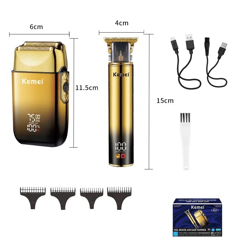 Professional Hair Clippers Kemei Barber Shaving Cutting Beard Cordless Trimmer