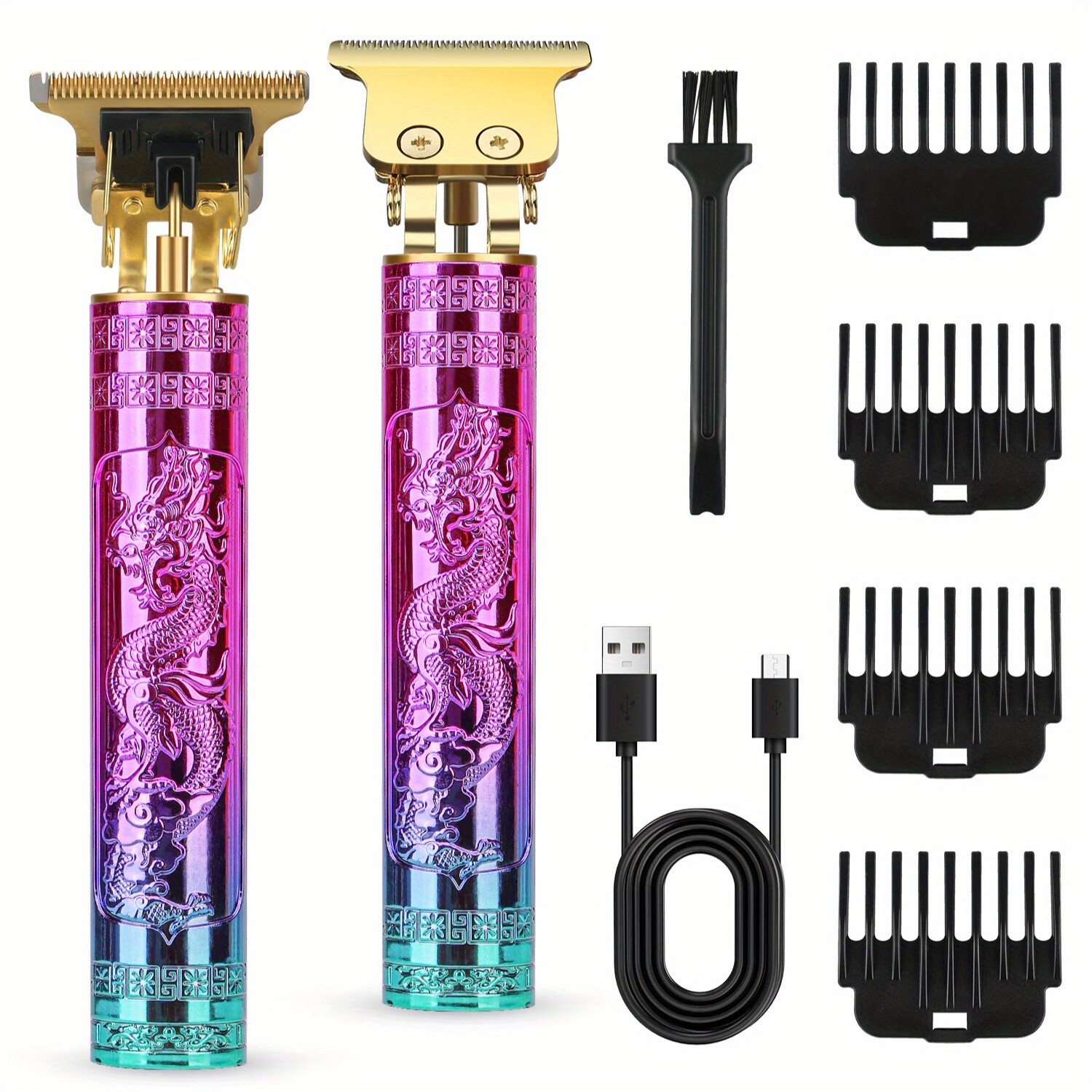 Men’s Hair & Beard Trimmer – Cordless Pro Clippers with 4 Guide Combs Included