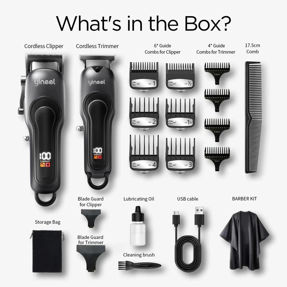 Professional Hair Clippers for Men Cordless Barber Clipper & Trimmer Set