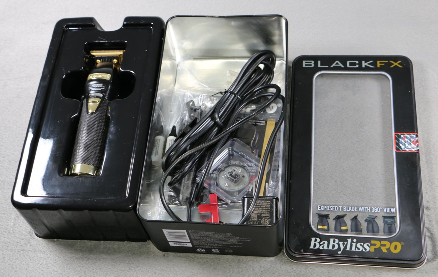 BaByliss PRO BlackFX FX787BN Cordless Trimmer Exposed T-Blade Gold Blades Kit