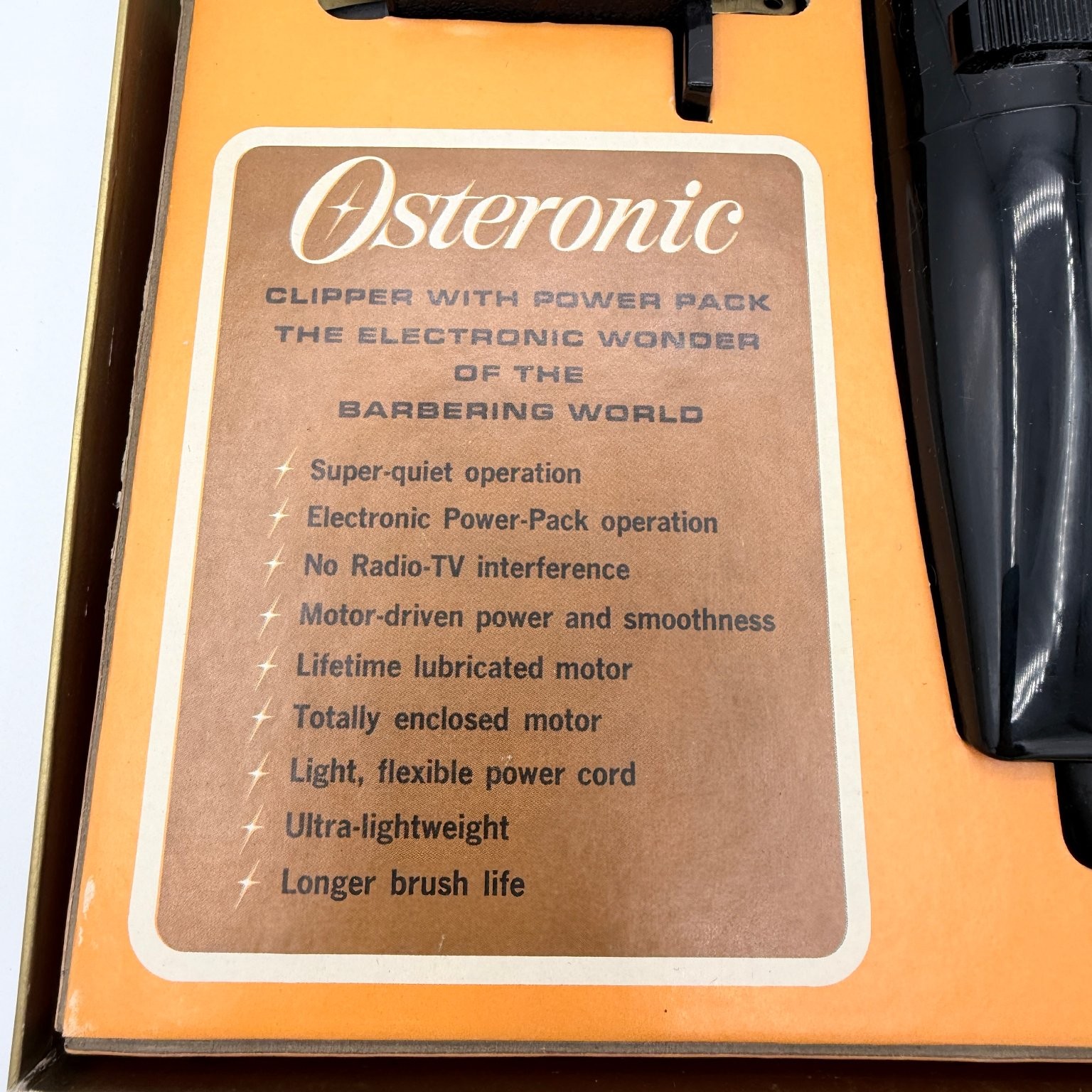 Vintage 1965 Oster Osteronic 77 Barber Hair Clipper Power Pack In Box Blades USA