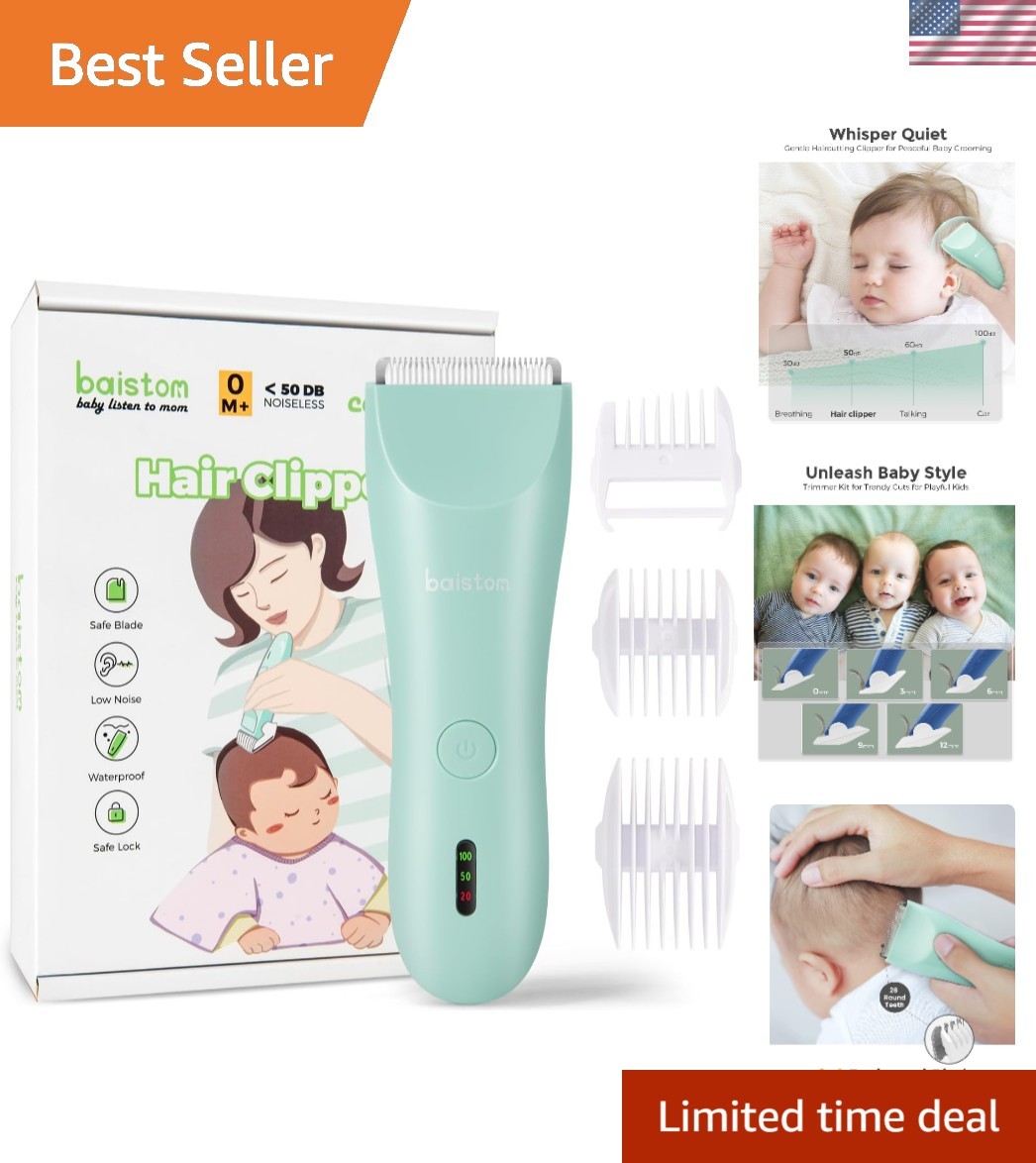 2-Mode Waterproof Baby Hair Clippers – Cordless & Gentle Trimming for Ages 0-12