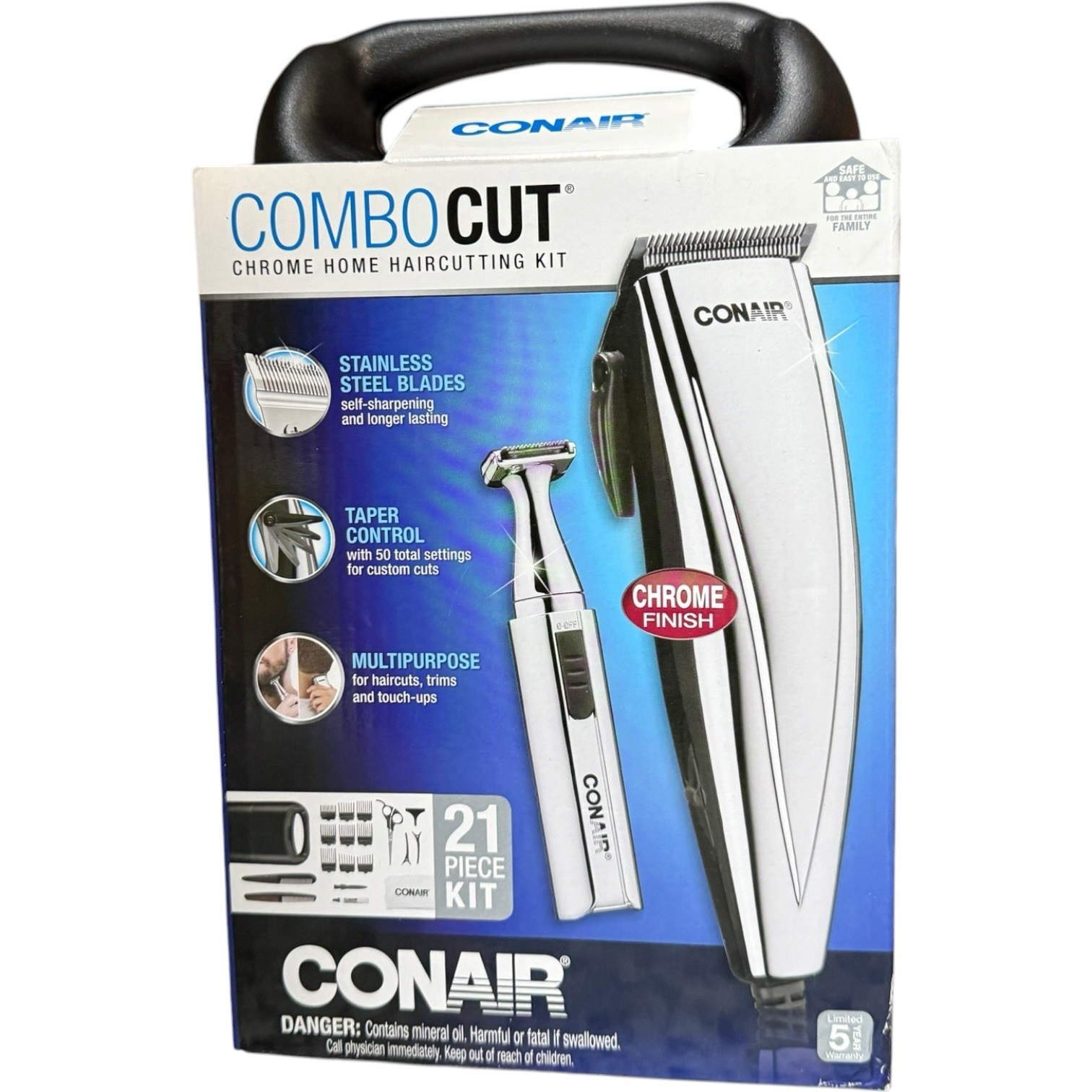 Conair Combo Cut Chrome Haircutting Kit 21 Piece Stainless Steel Blades