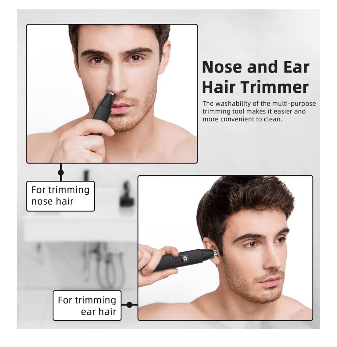 New Professional Painless USB Rechargeable Rotating Hair Trimmer for Ears & Nose