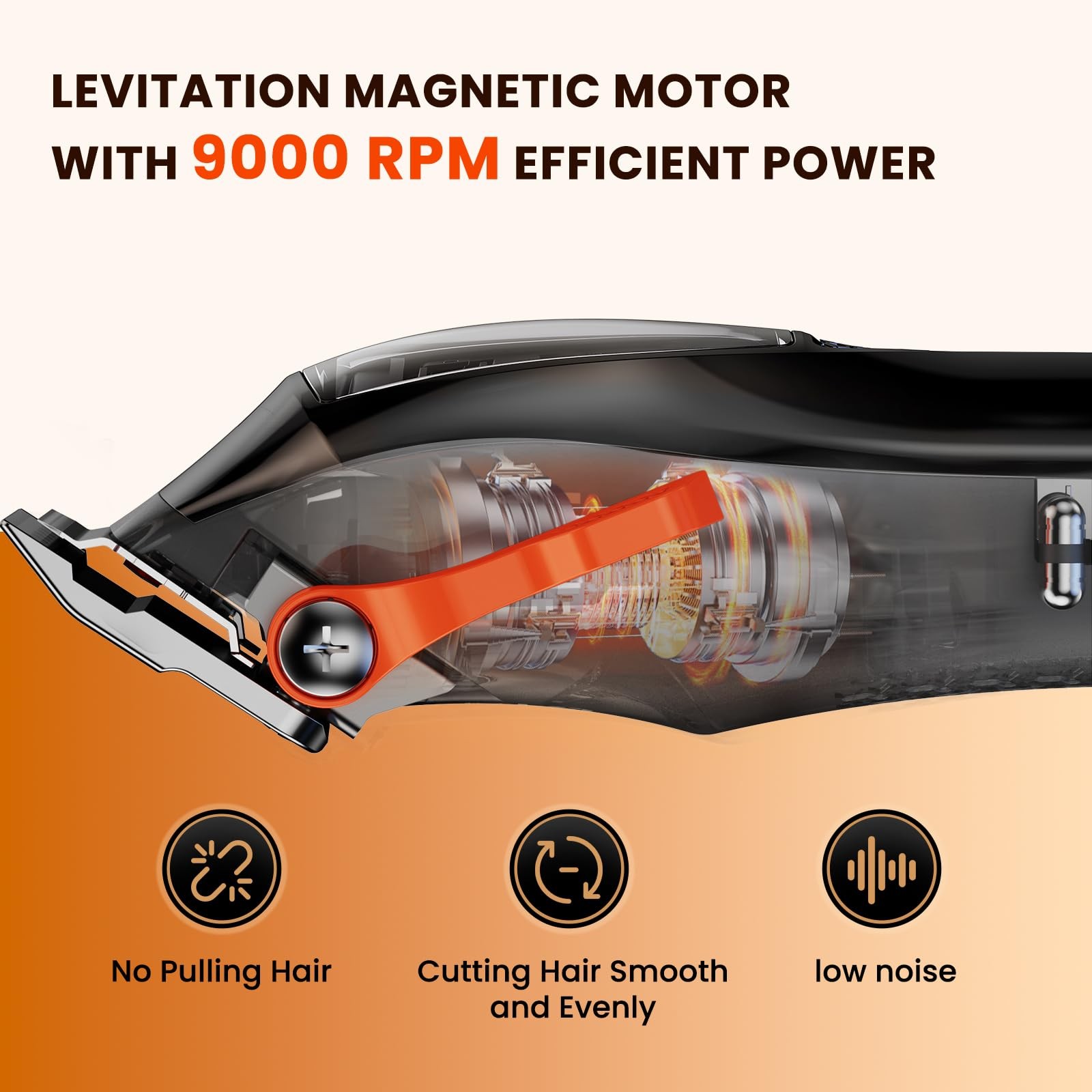 9000 RPM Cordless Mens Hair Clipper for Hair Cutting, Fading