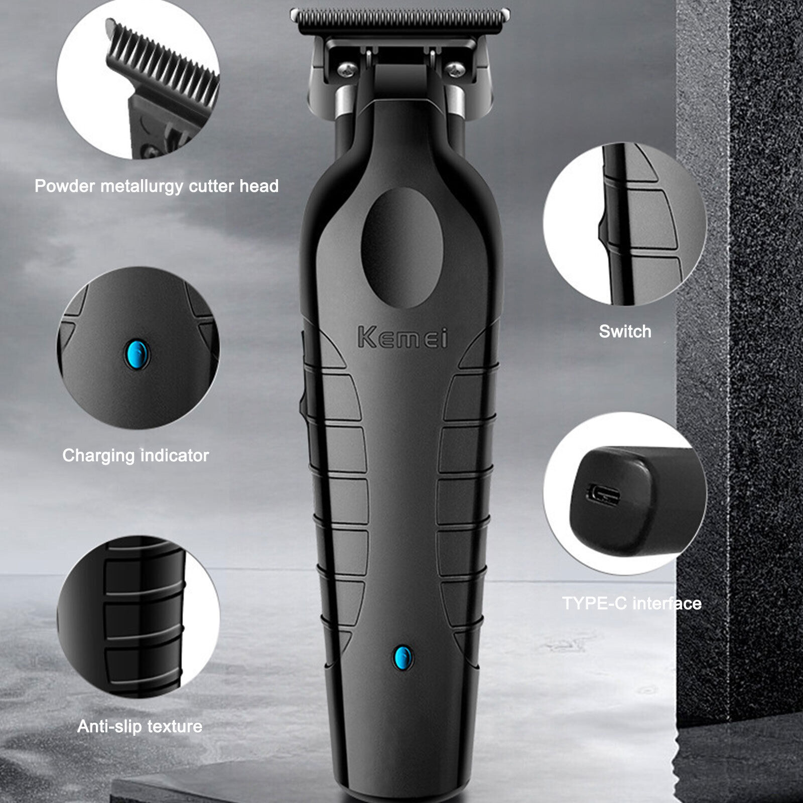 Kemei Electric Hair Clipper Barber Cordless Hair Trimmer 0mm Zero Gapped Carving