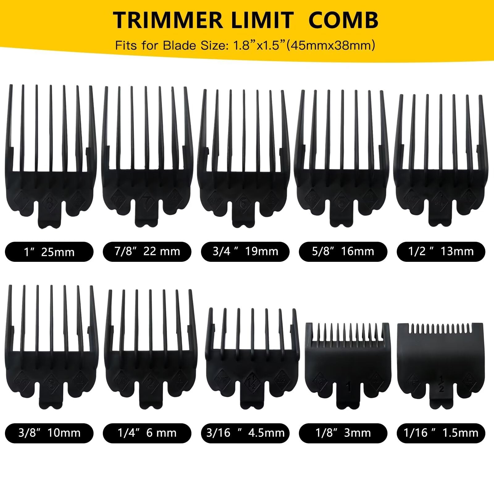 10 Pack Clipper Guards Set Fits for Conair HC224W/HC244NGBV/HCT242WR – 1/16″ …