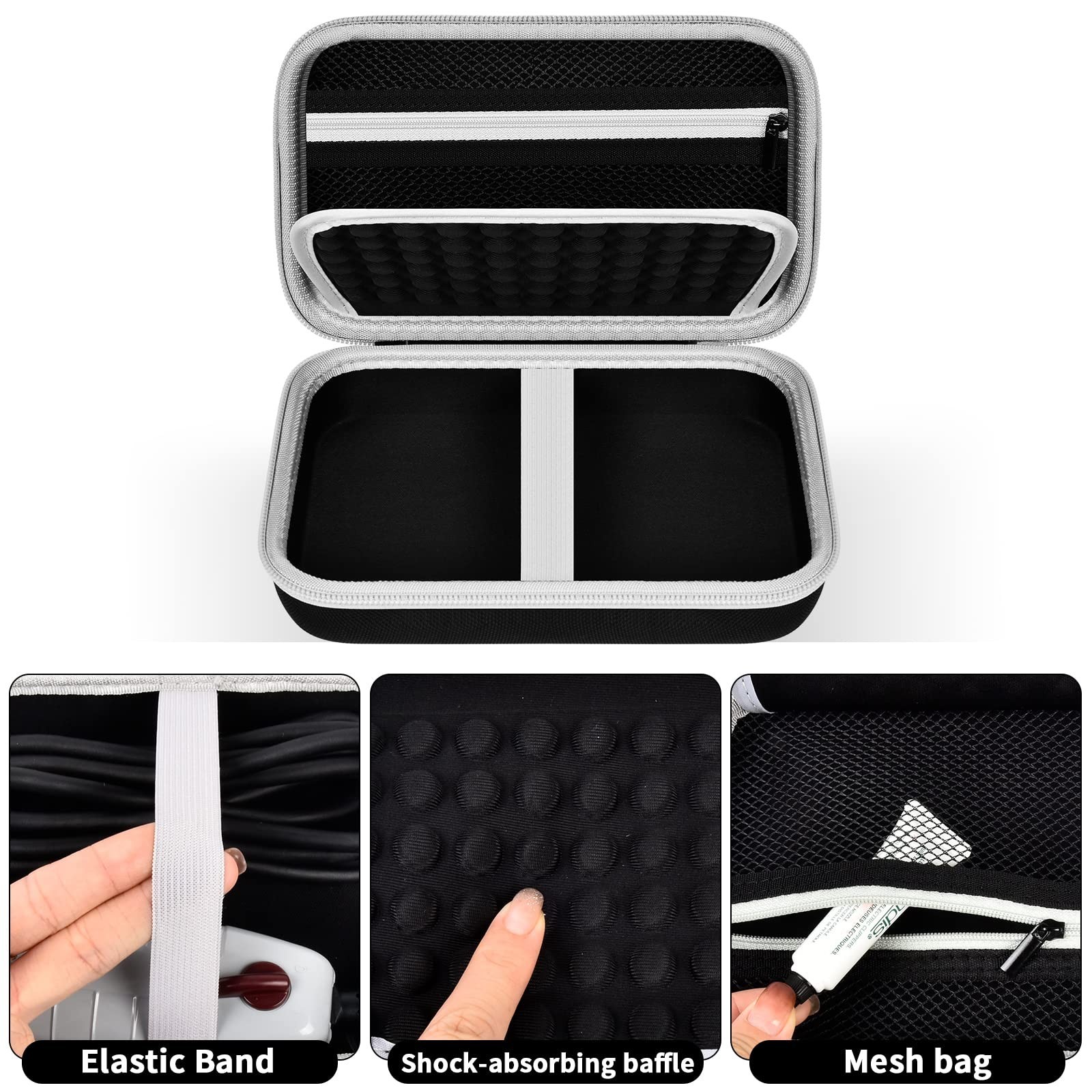 Hair Trimmer Case for Andis T-Outliner – PU Shell, Padded Divider, Mesh Pocket,