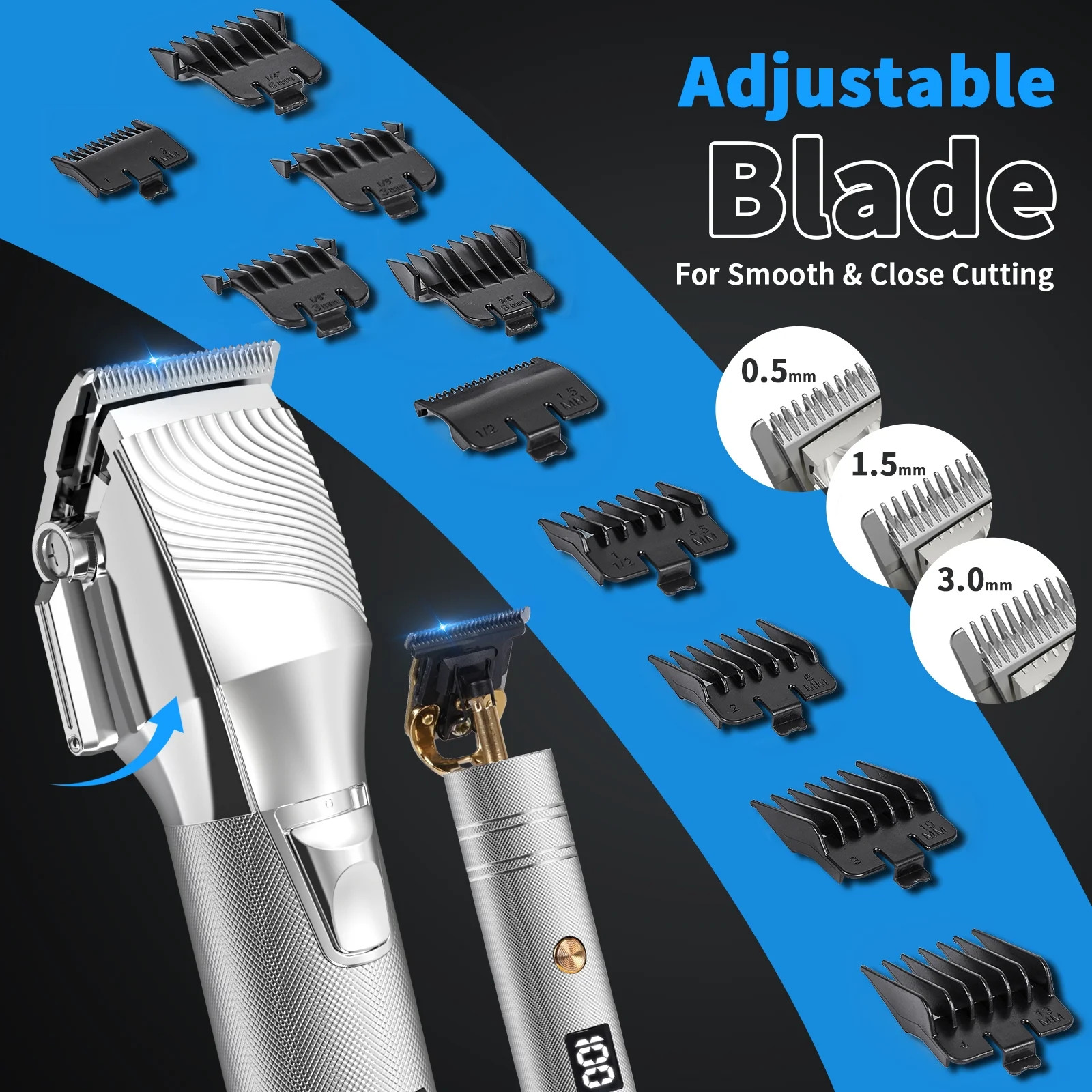 NEXPURE Hair Clippers &Beard Trimmer Set Brushless Motor 300Min LCD Cordless