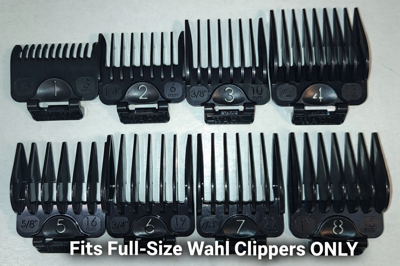 Wahl Clipper Guard Set 1-8 Full Size Fits Magic Clip Human & Animal Clippers