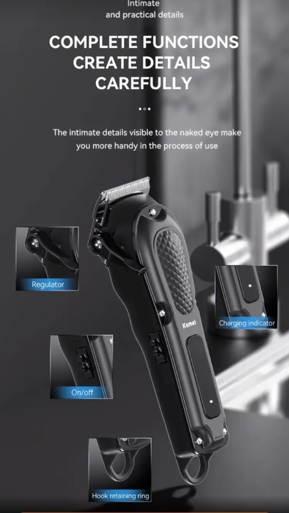 New Clippers with 5 Watt Motor USB Charge New Technology 6 head Attachments