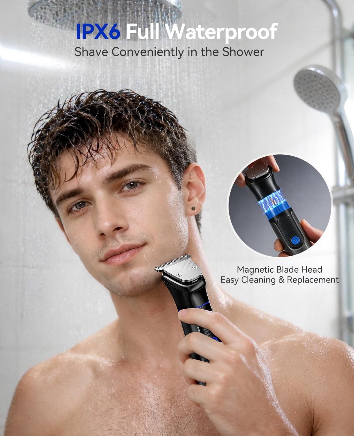 Kensen 6-in-1 Men’s Body Hair Trimmer Groomer Kit Waterproof Charging Base