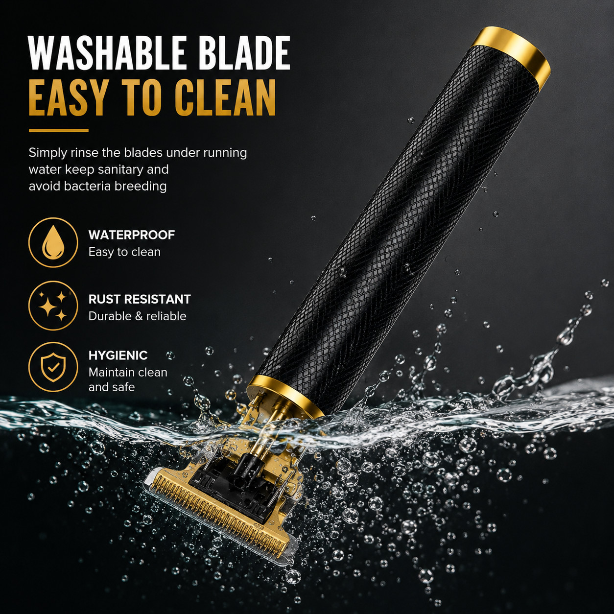 Vintage T9 Black Gold Cordless Hair Trimmer Clipper USB Rechargeable Men
