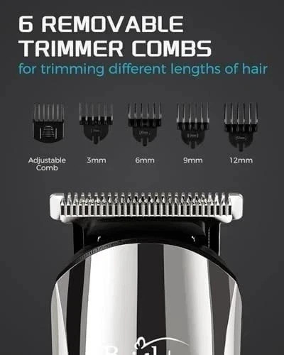 USA Stainless Steel Lithium Ion 2.0+ Beard Trimmer for Men, Electric Shaver