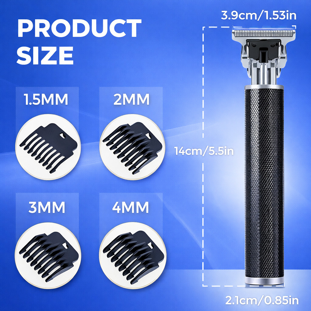 Cordless Beard Trimmer for Men Hair Clipper USB Rechargeable with 4 Combs