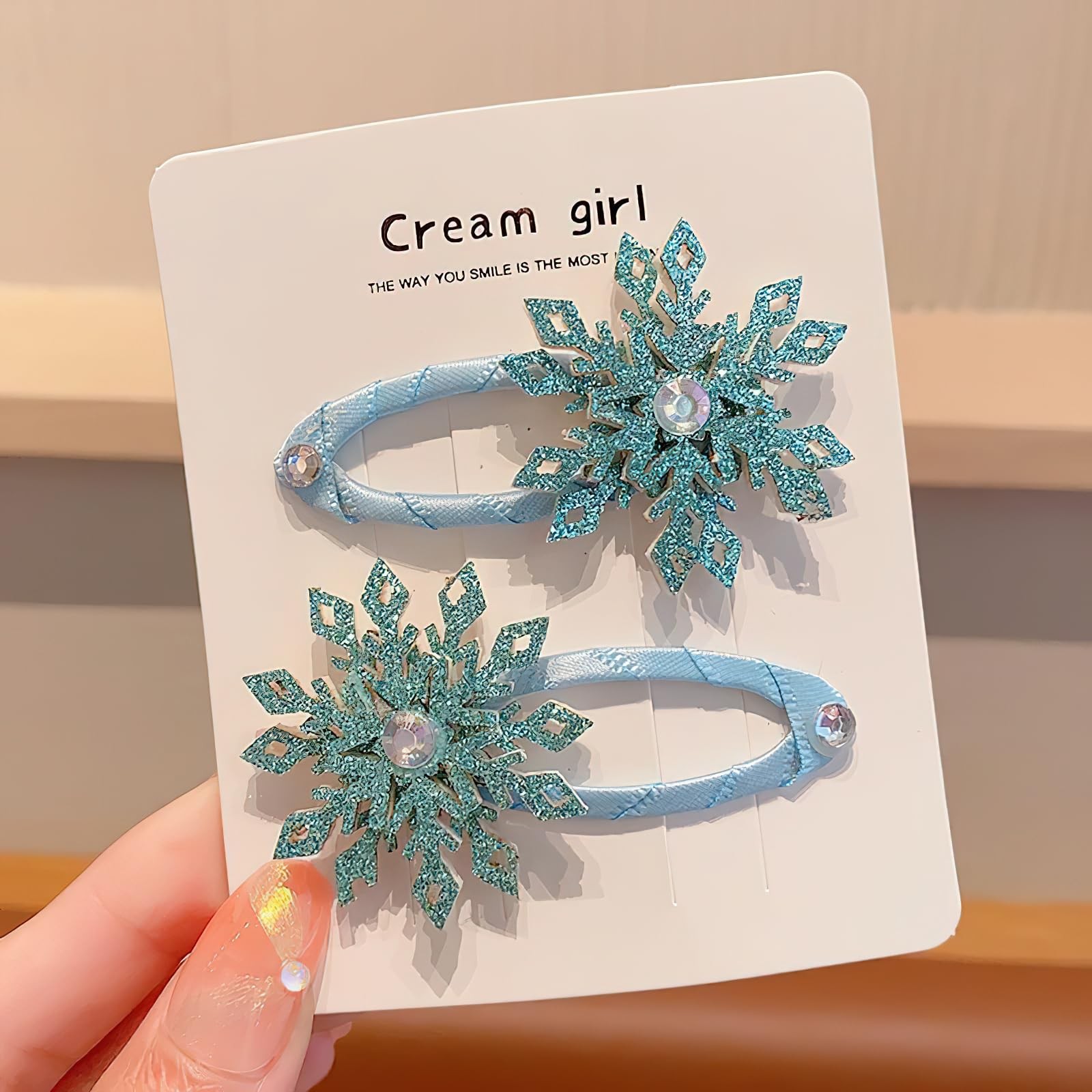 8PCS Snowflake Hair Clip Blue White 8 Count (Pack of 1), Silver