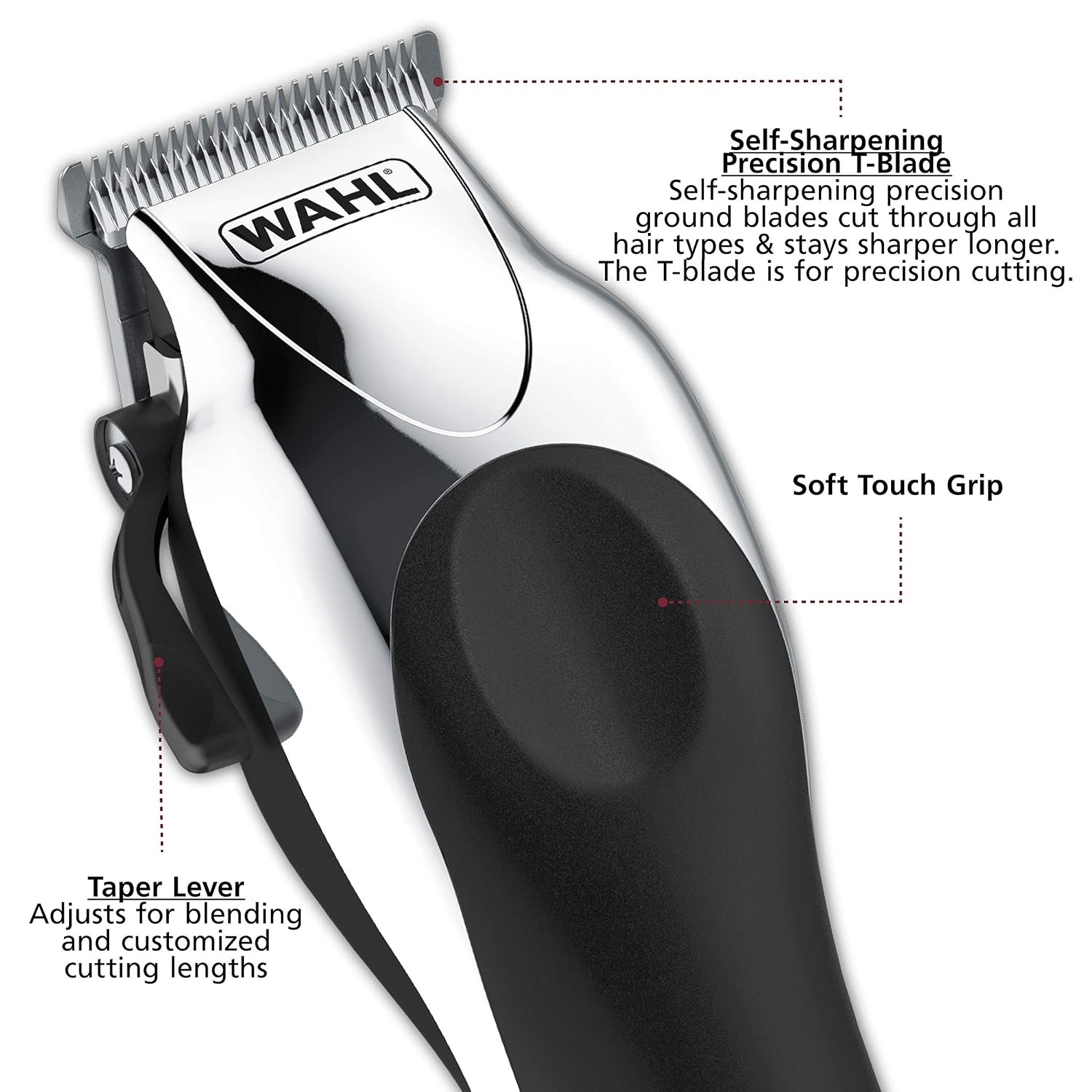 Wahl Deluxe Chrome Pro Hair Clipper & Trimmer Kit – 25 Pc Home Haircut Set