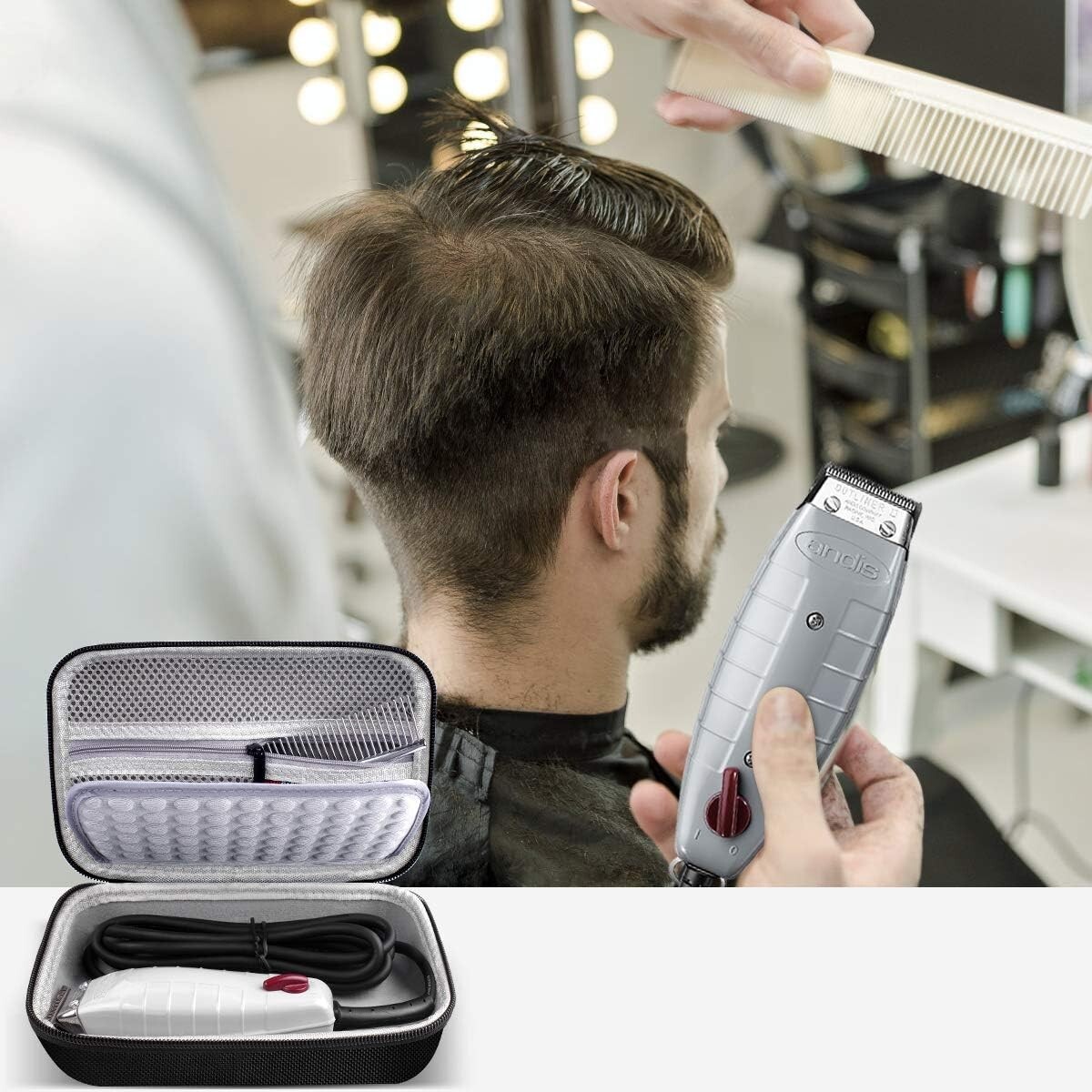 “Andis T-Outliner Trimmer Case with Mesh Pocket – Bag Only (Black/Grey) “