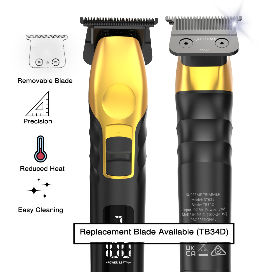 Supreme Trimmer 2Spee Hair Trimmer, 3 Hour Use, Detachable T-Blade | ST622 Gold
