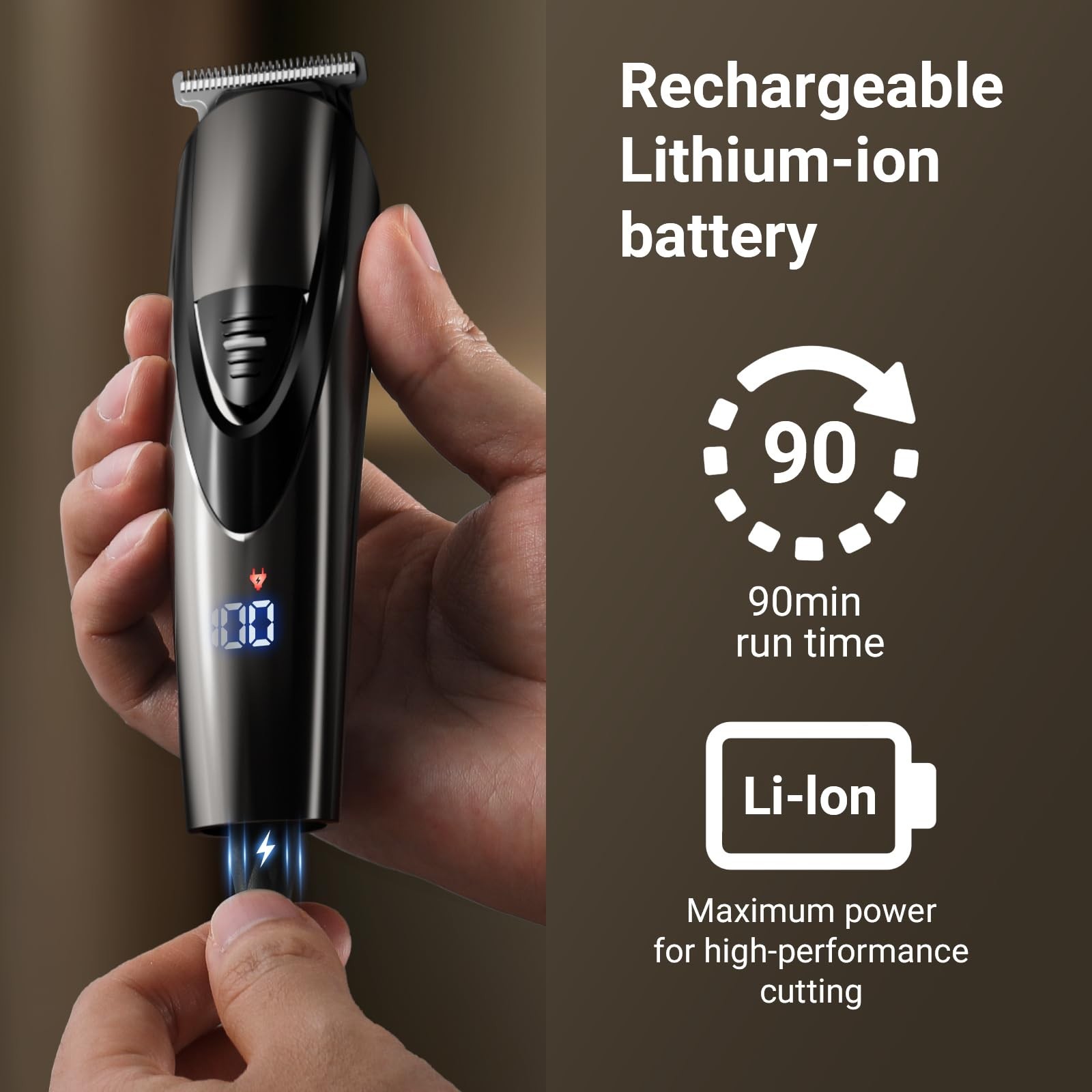 12-in-1 Rechargeable Beard Trimmer & Hair Clippers – Waterproof, Turbo Speed, 6