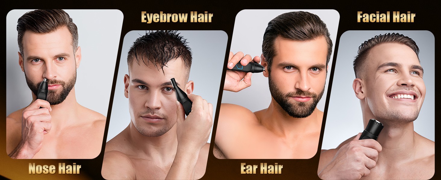 Ear and Nose Hair Trimmer with LED Display, USB Rechargeable Nose Trimmer