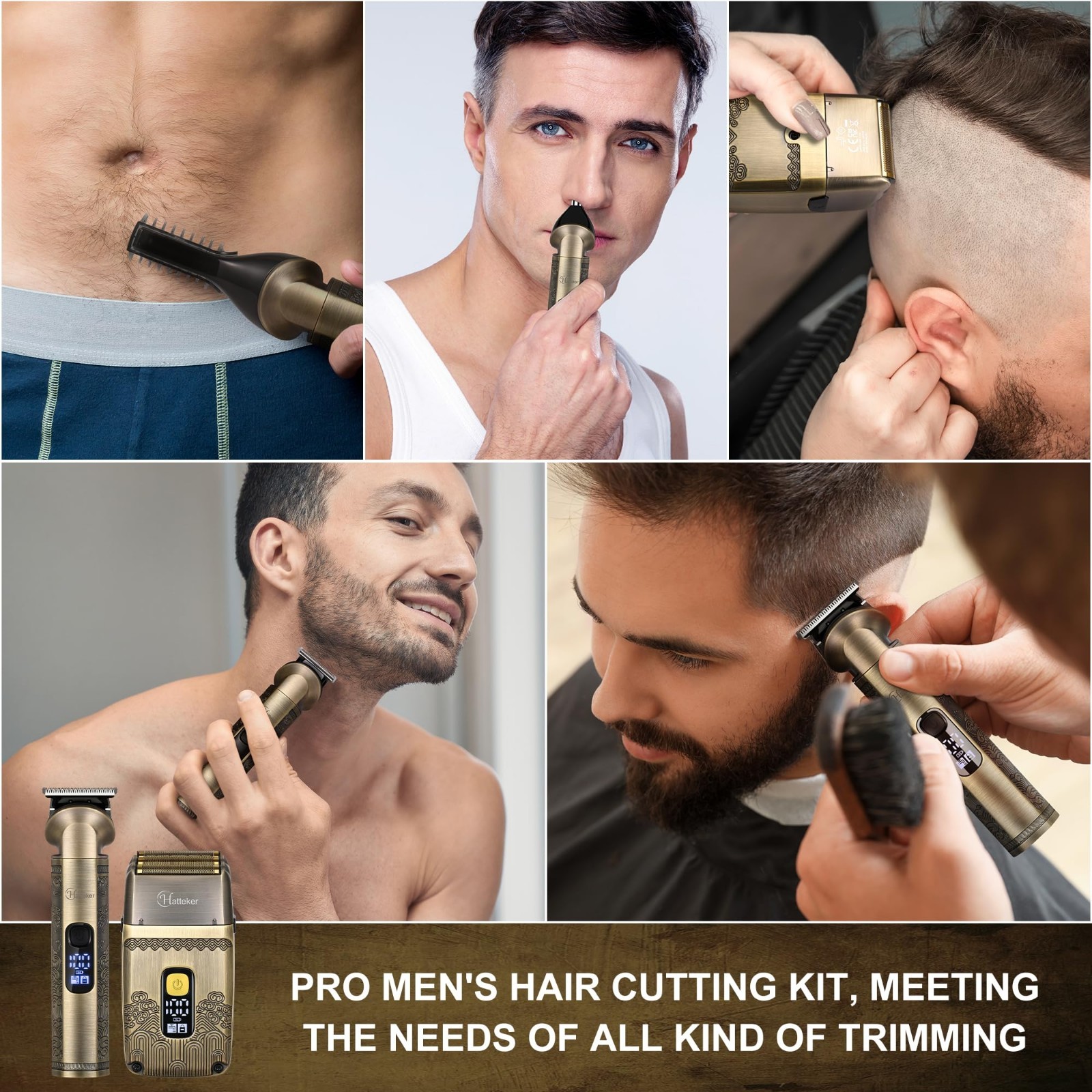 Waterproof Cordless Beard Trimmer & Foil Shaver All-in-One Grooming Kit