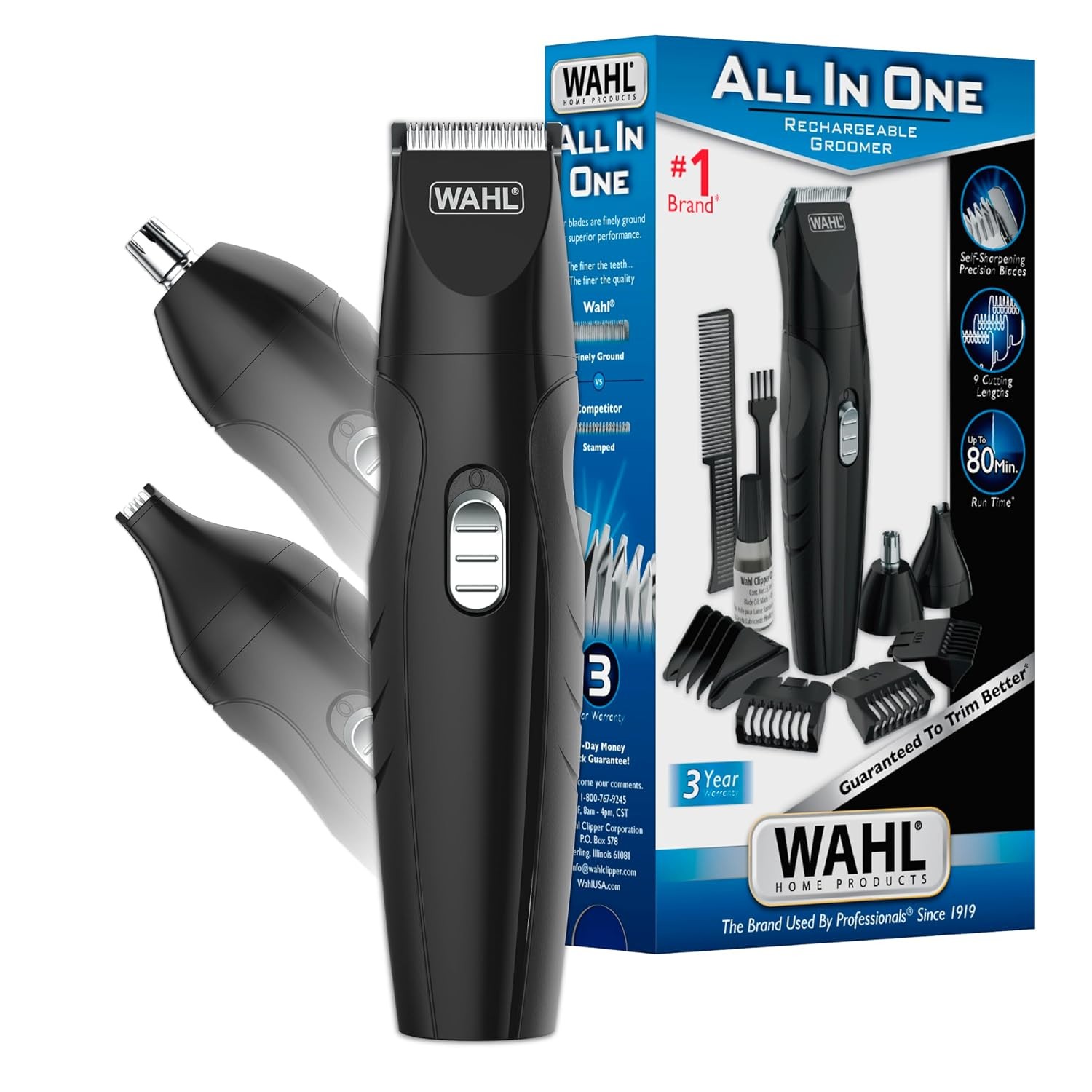 Wahl Cordless Rechargeable Nose Beard Trimmer for Men Detail Trimmer Kit Nose