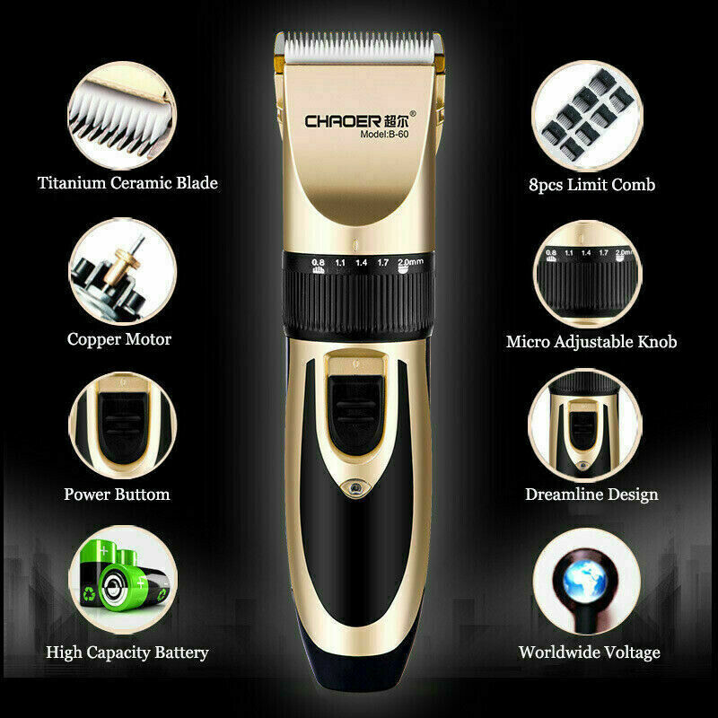 Rechargeable Electric Men Hair Clipper Shaver Trimmer Razor haircut Grooming Kit