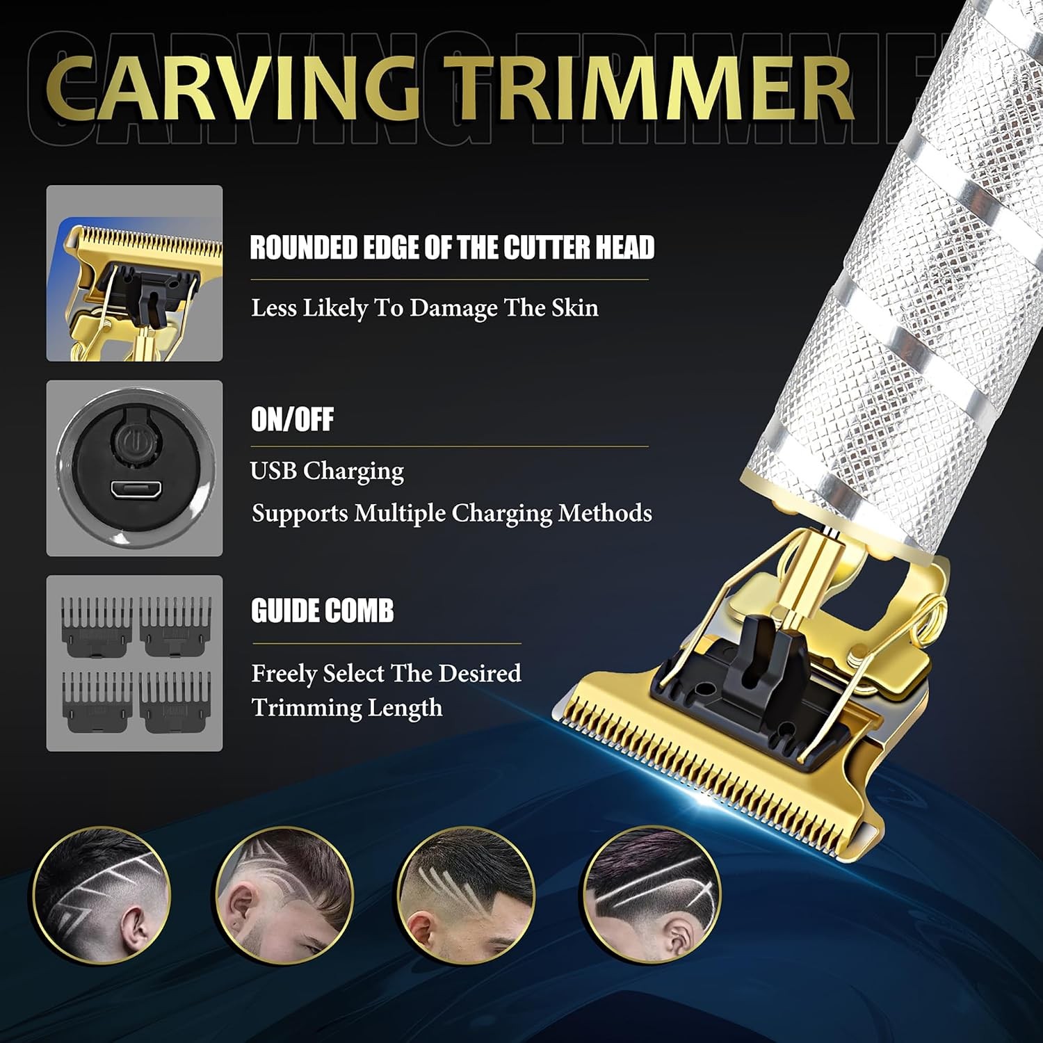Men’s 4-in-1 Cordless Grooming Kit: Hair Clipper, Trimmer, Shaver