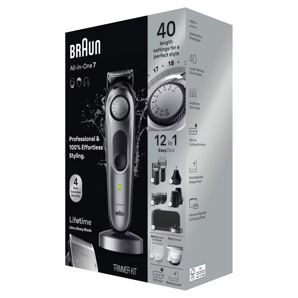 Braun Series 7 AiO7440 Rechargeable 12-in-1 Body, Beard & Hair Trimmer