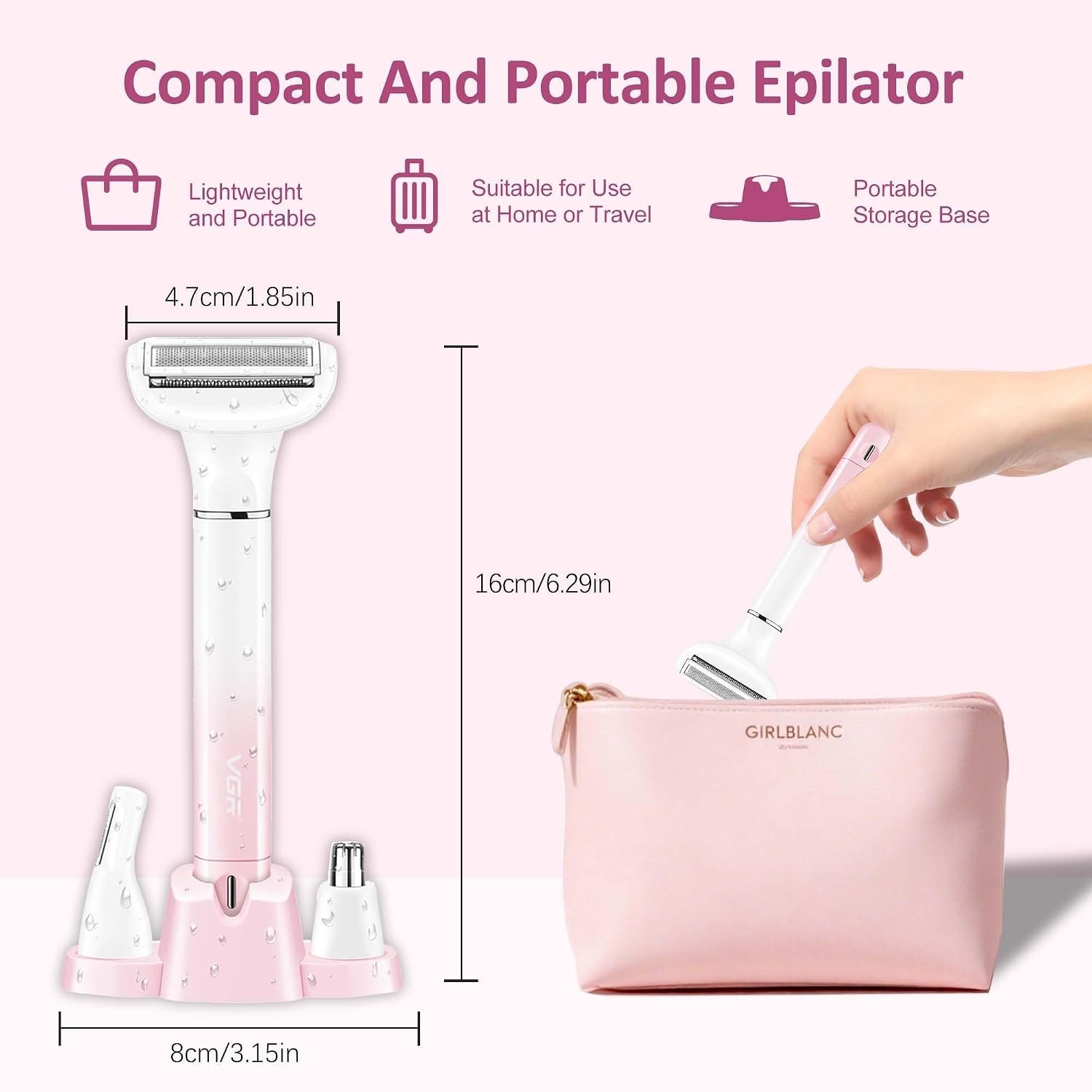 VGR 3-in-1 Women’s Electric Razor Bikini Trimmer Rechargeable Waterproof Shaver