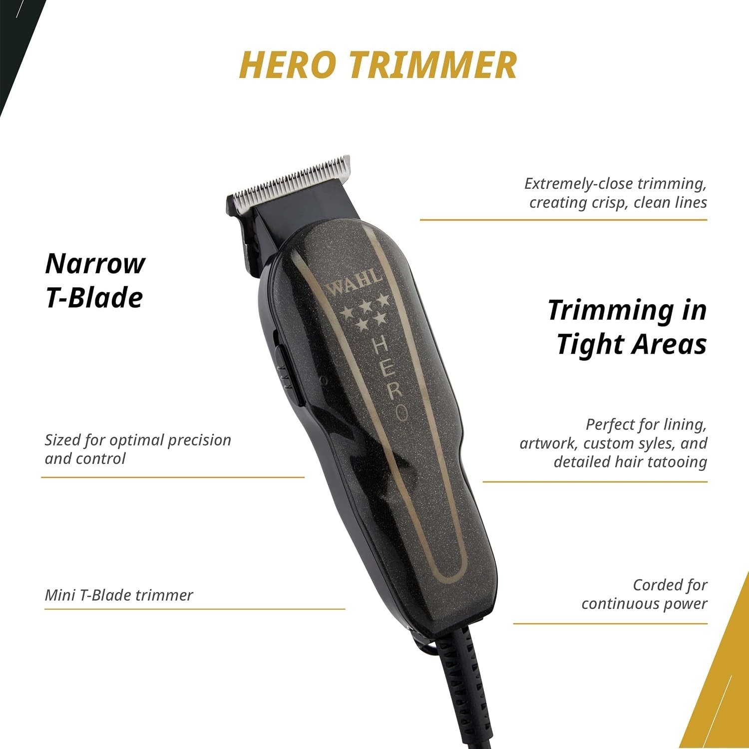Wahl 8180 5-Star Barber Combo Legend Clipper and Hero Trimmer – Black/Gold