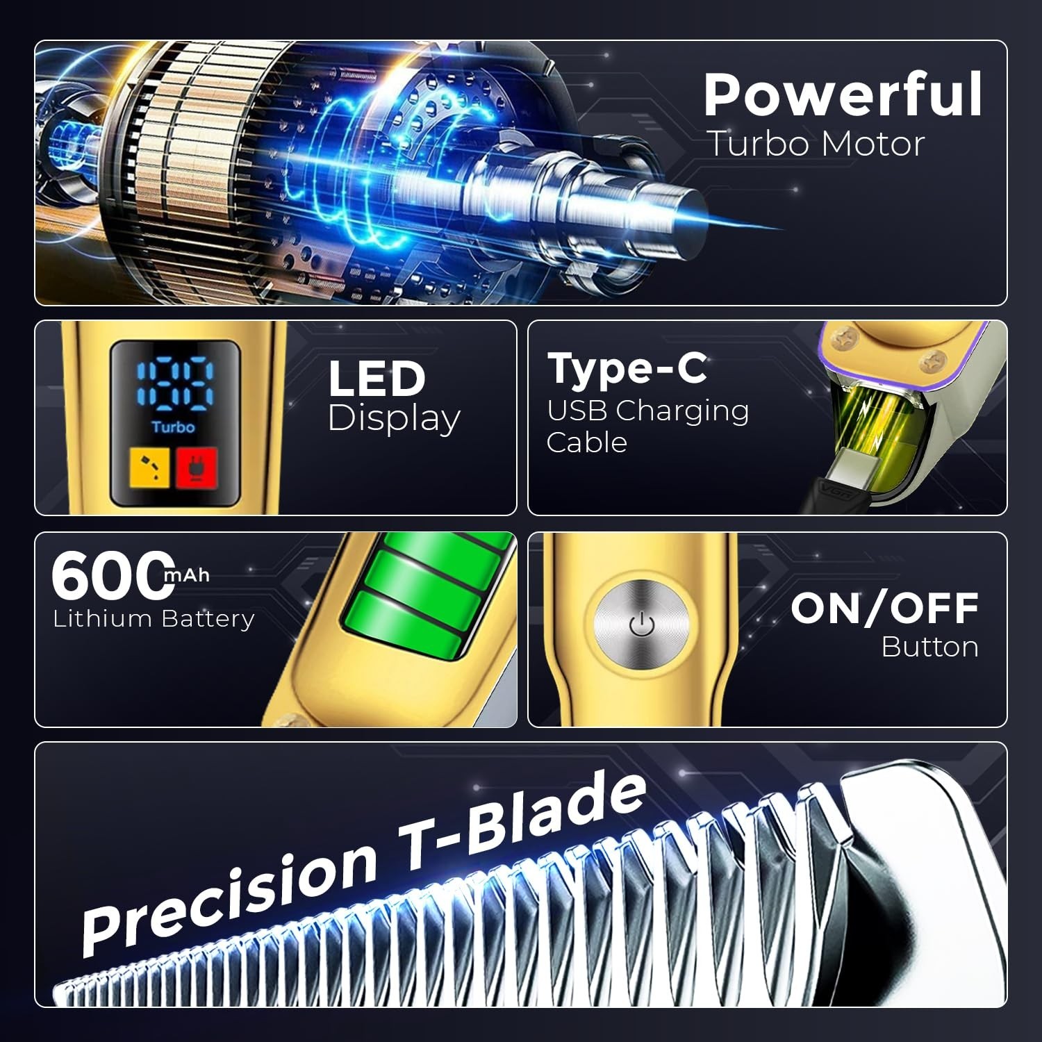 VGR V-290 Professional Hair Trimmer,V-290,Gold