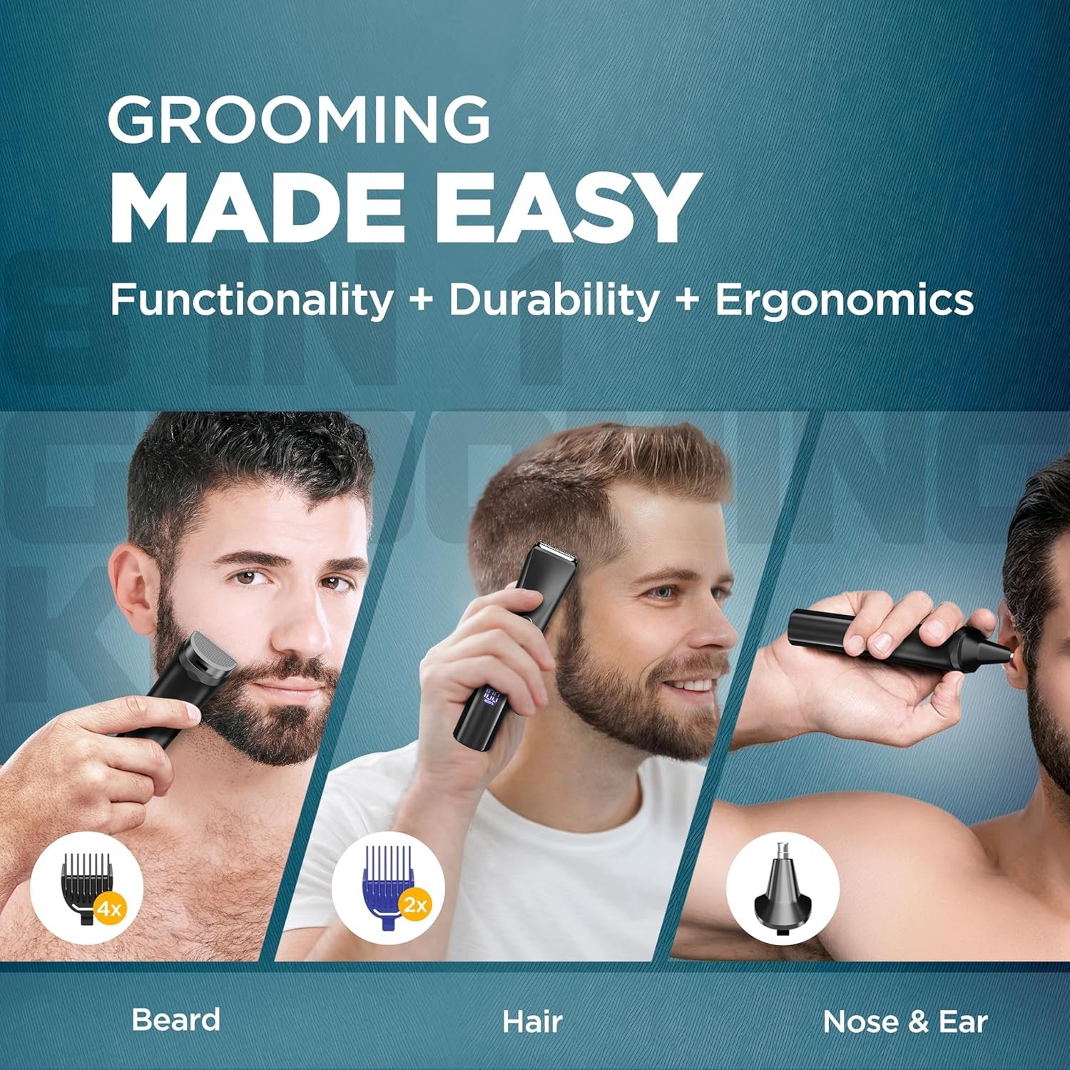 Havells 8-in-1 Digital Grooming Kit, Type-C, No Nicks & Cuts, Beard & Hair Trim