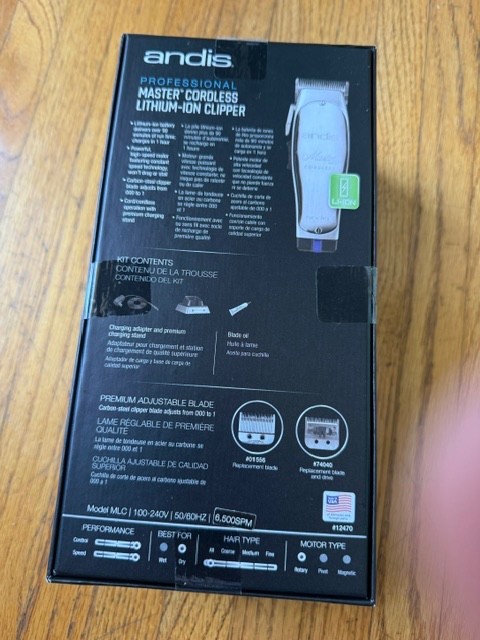 Andis Master Cordless Lithium-Ion Hair Clipper, Rechargeable Square Blade