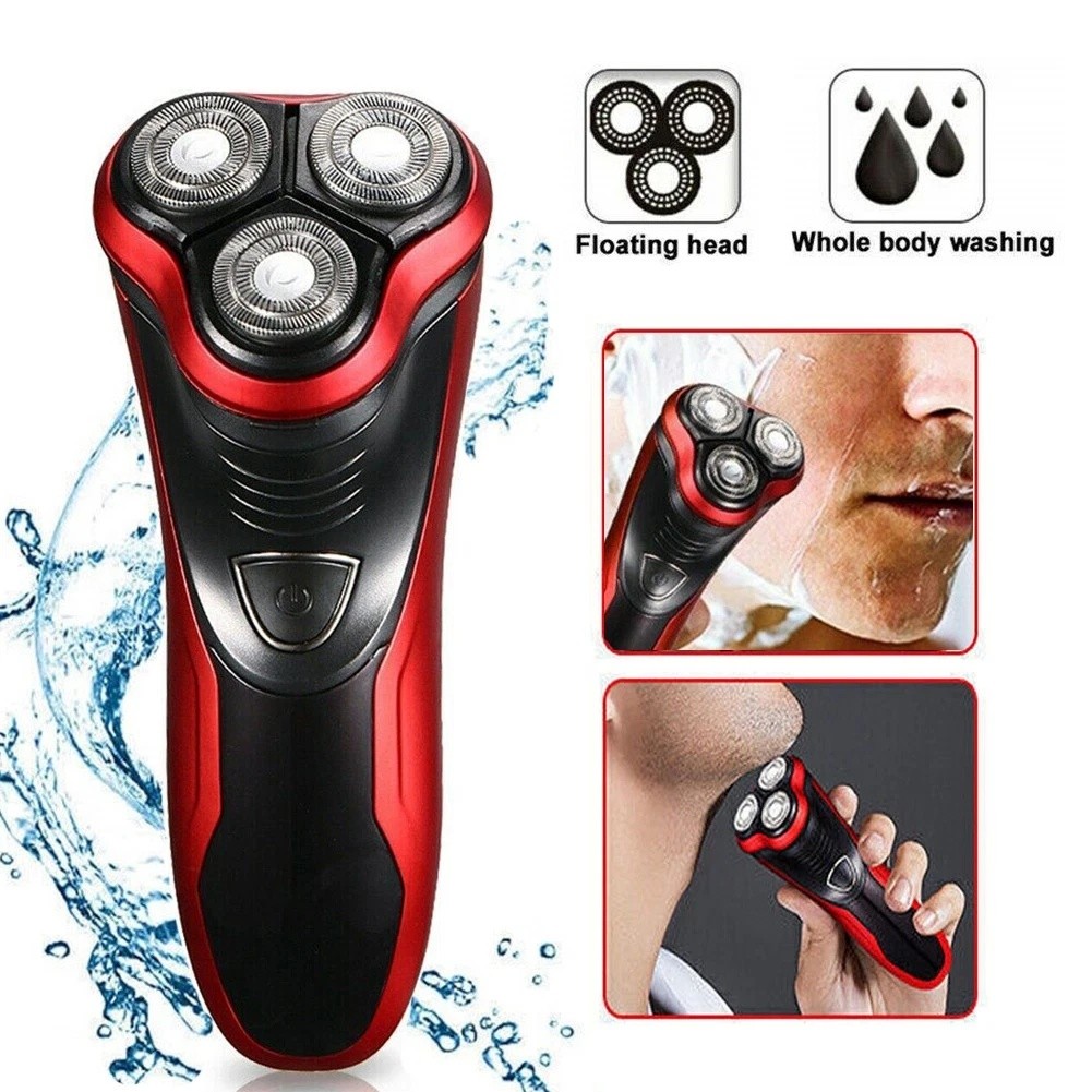 Men’s Razor Rotary Waterproof Electric Shaver Pop-Up Trimmer Wet Dry Cordless