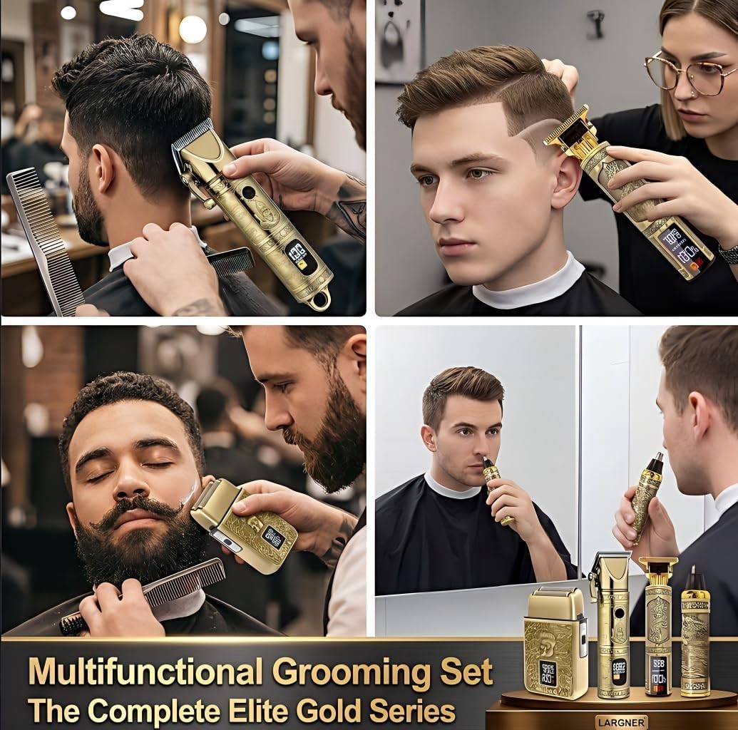 Pro 4-in-1 Hair Clipper Kit for Men, Cordless Trimmer, LED Display