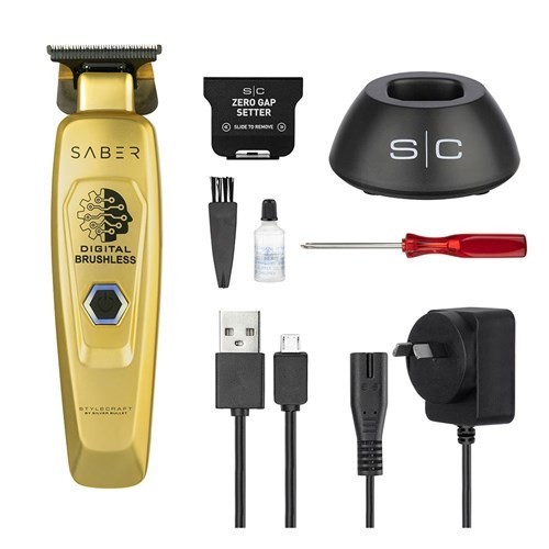 StyleCraft by Silver Bullet Saber Hair Trimmer Gold – Digital Brushless Motor