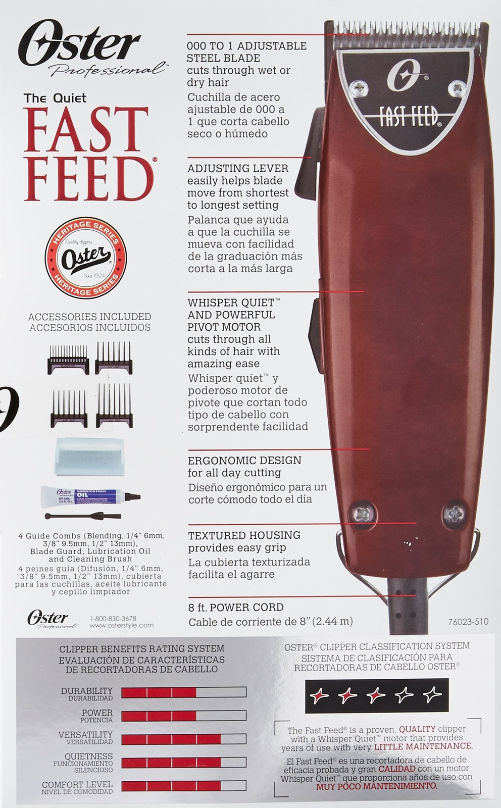 OSTER Fast Feed Adjustable Pivot Motor Clipper 76023-510