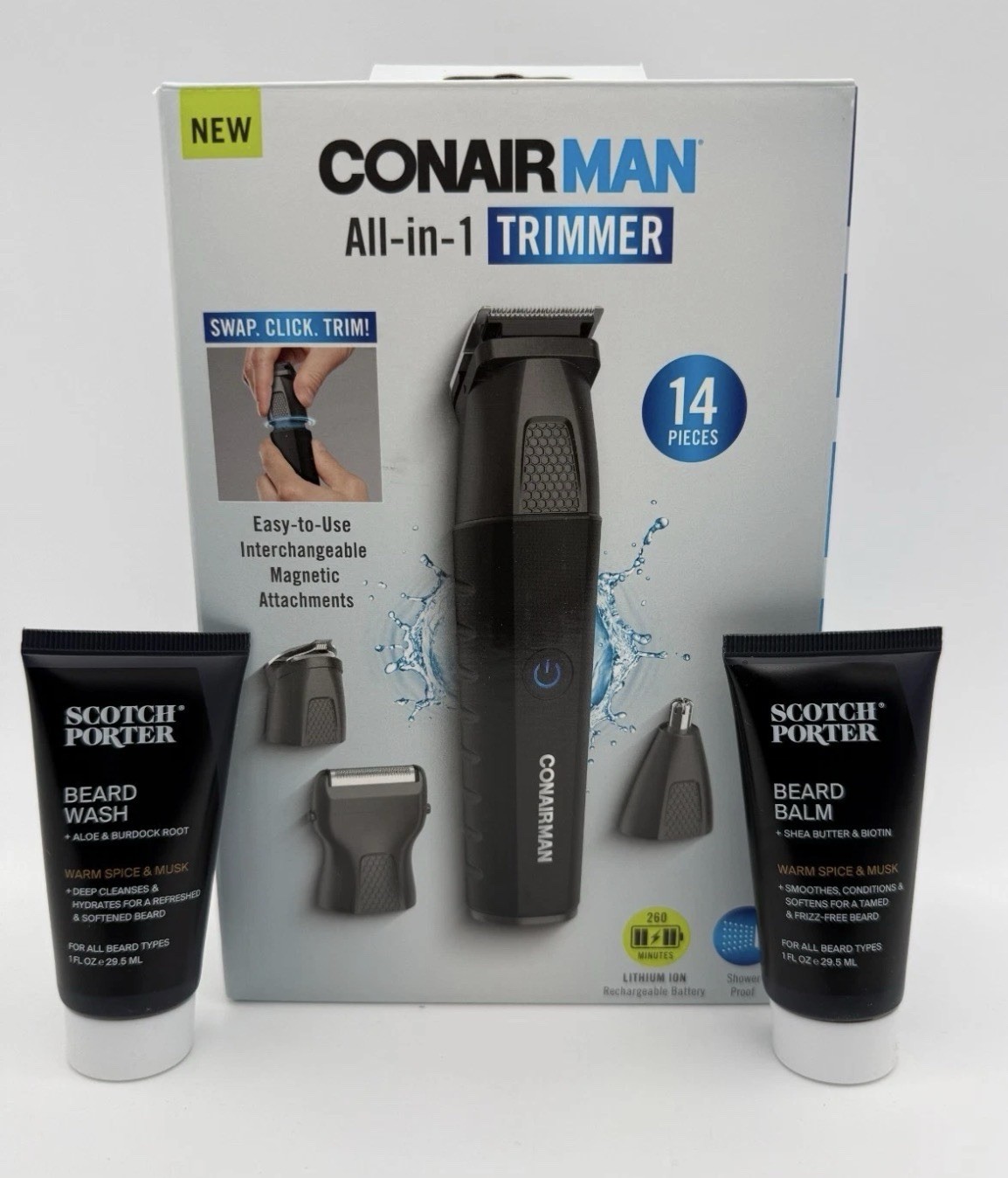 Conair Showerproof Face and Body All-in-One Hair Trimmer 14-Piece + Grooming Kit