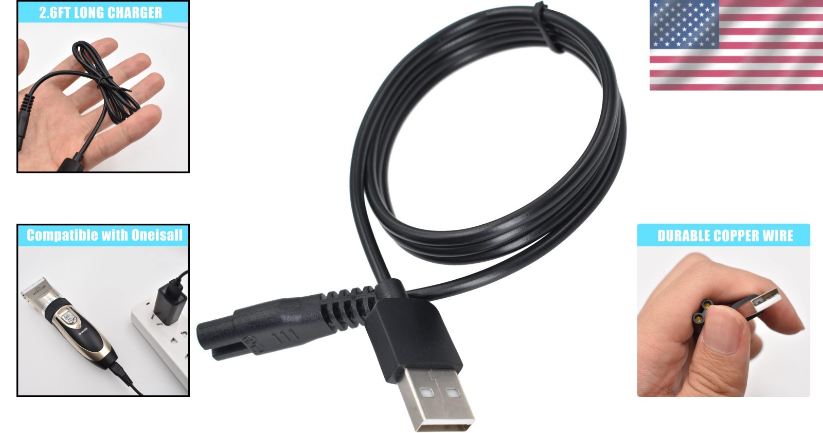 Durable Universal Charger for Clippers – 5V USB Charging Cable for Home & Travel